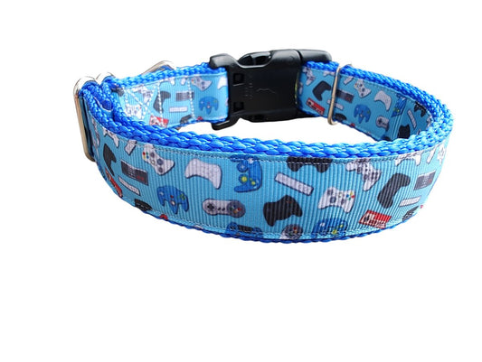 Dog Collar Video Gamer Video Game Controller Graphic Print Nylon