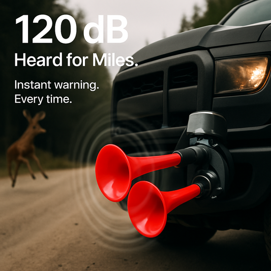Air Horn Dual Trumpet 12V High Decibel Vehicle Alarm System - Detail Angle 2 | Majestic Pet Kingdom