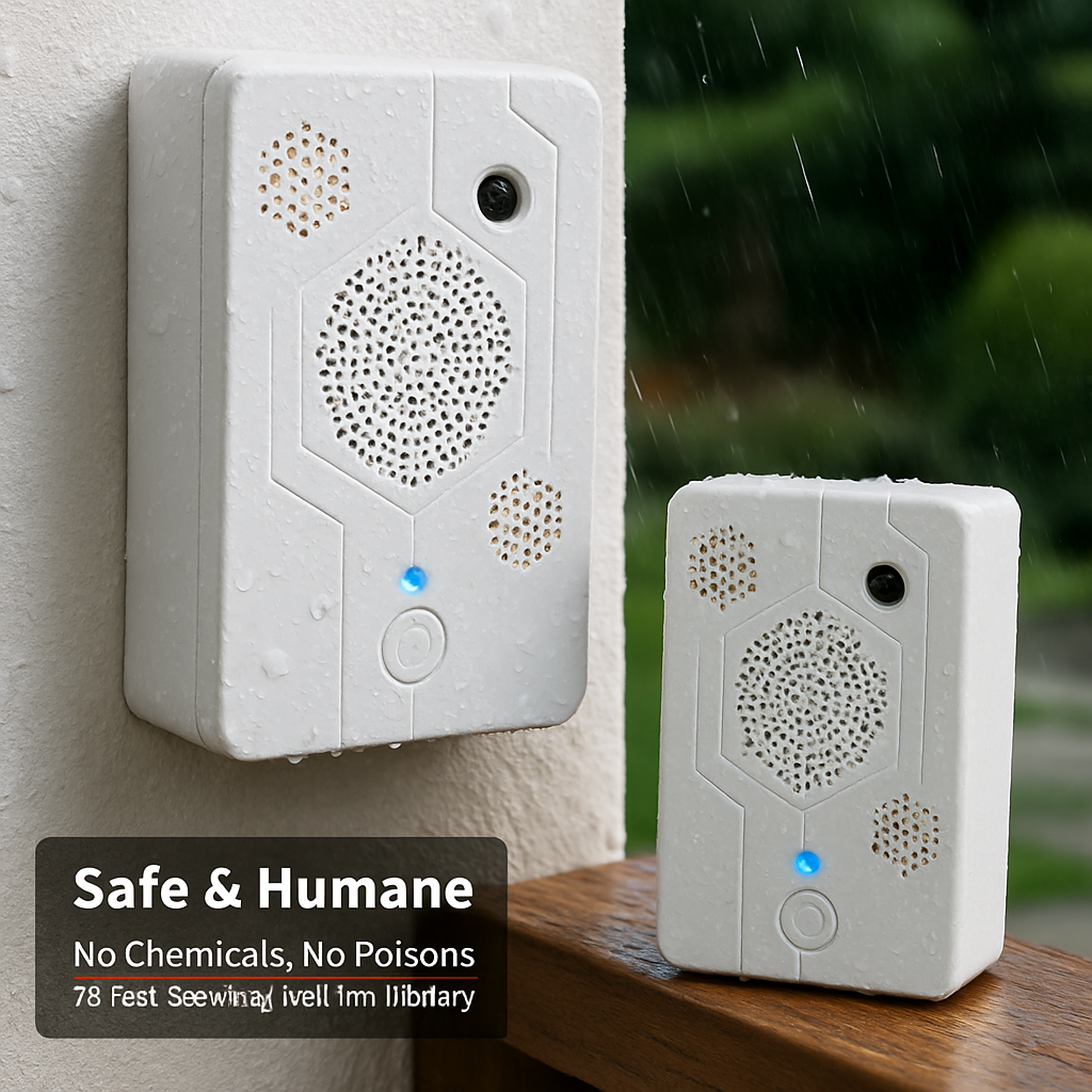 2Pack 2026 Upgraded Rechargeable Ultrasonic Bat Repellent Indoor Outdoor Bird Mouse Dog Deterrent Device with 3 Ultrasonic Speakers for Attic Porch Ho