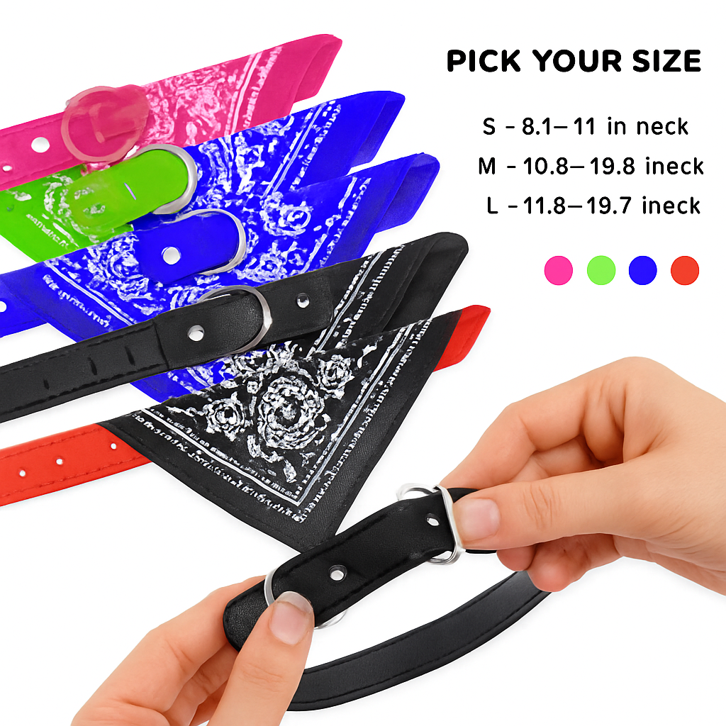 Adjustable Leather Pet Collar Triangle Bandana for Dogs
