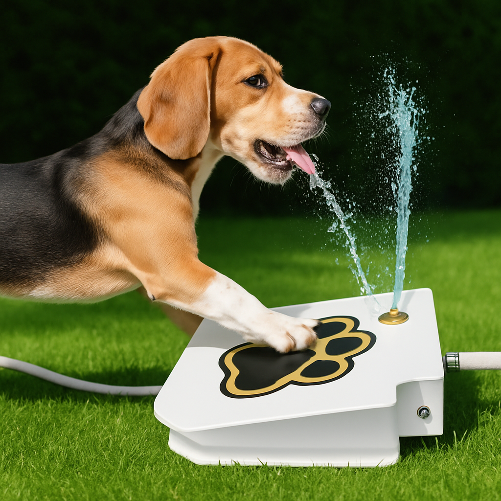 Dog Water Fountain Outdoor Dog Pet Water Dispenser Step-on Activated Sprinkler w/ Interactive Paw Pedal Valve for Drinking Fresh Water - Majestic Pet Kingdom