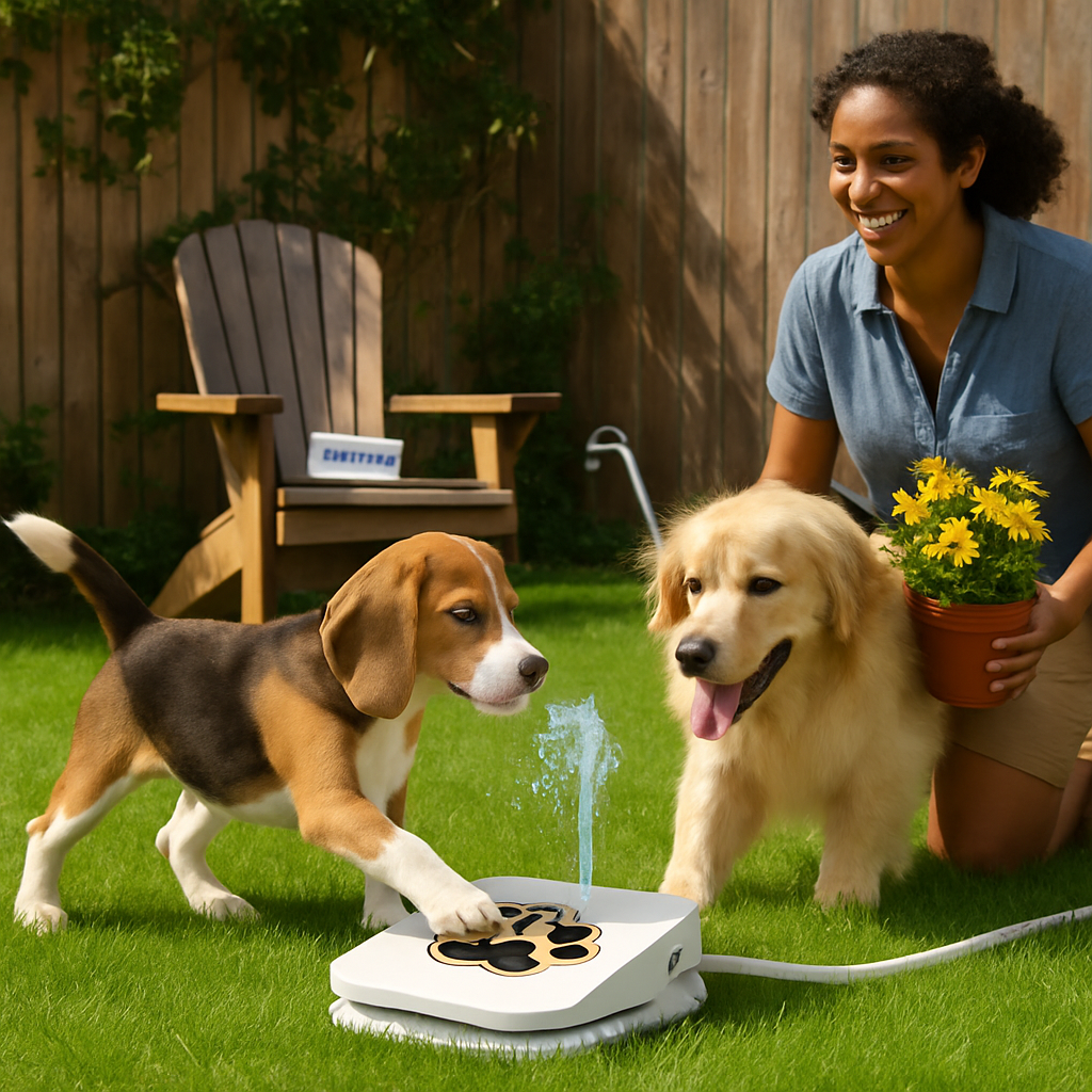 Dog Water Fountain Outdoor Dog Pet Water Dispenser Step-on Activated Sprinkler w/ Interactive Paw Pedal Valve for Drinking Fresh Water - Majestic Pet Kingdom