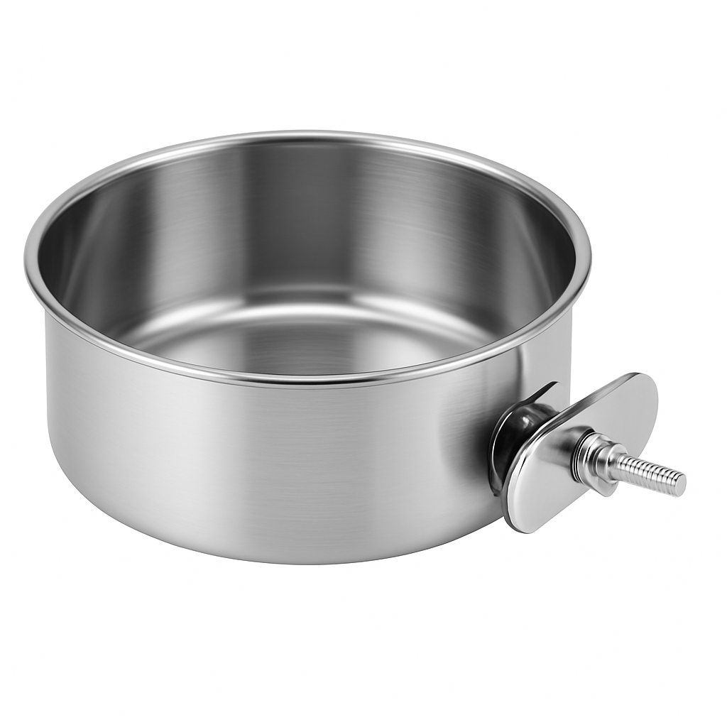 Dog Bowl with Clamp Holder for Cages and Enclosures