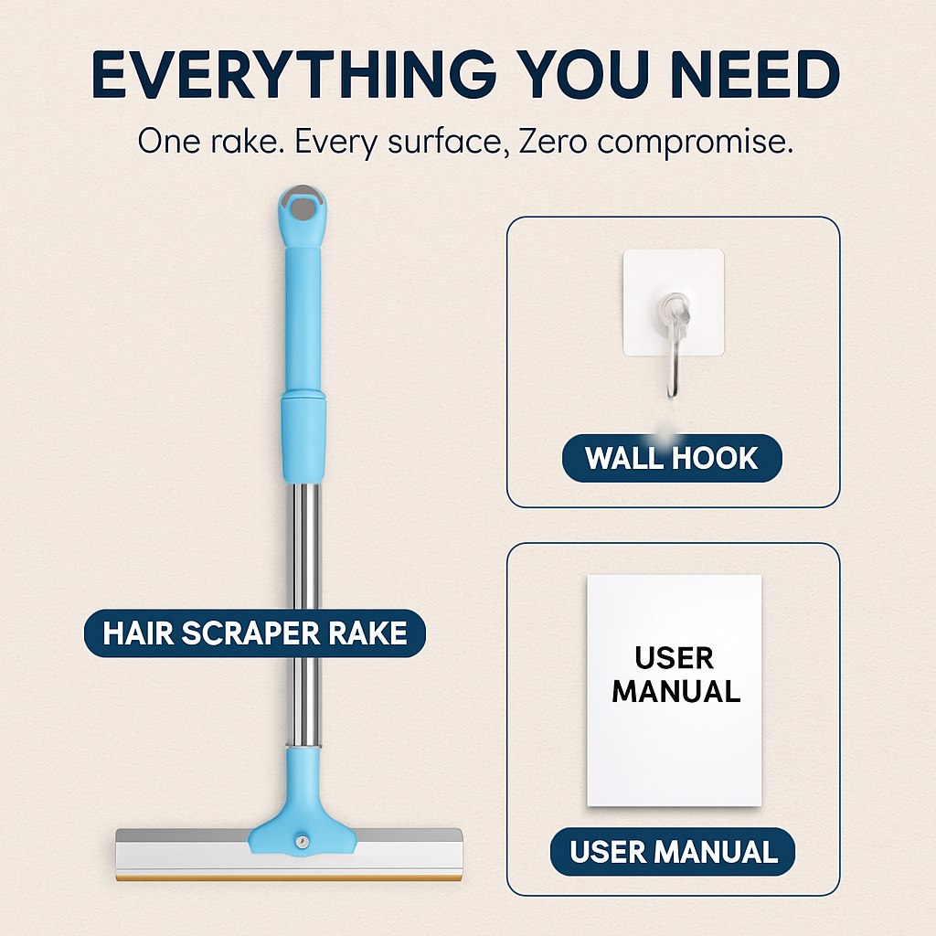 Pet Hair Removal Rake with Telescopic Rod for Home