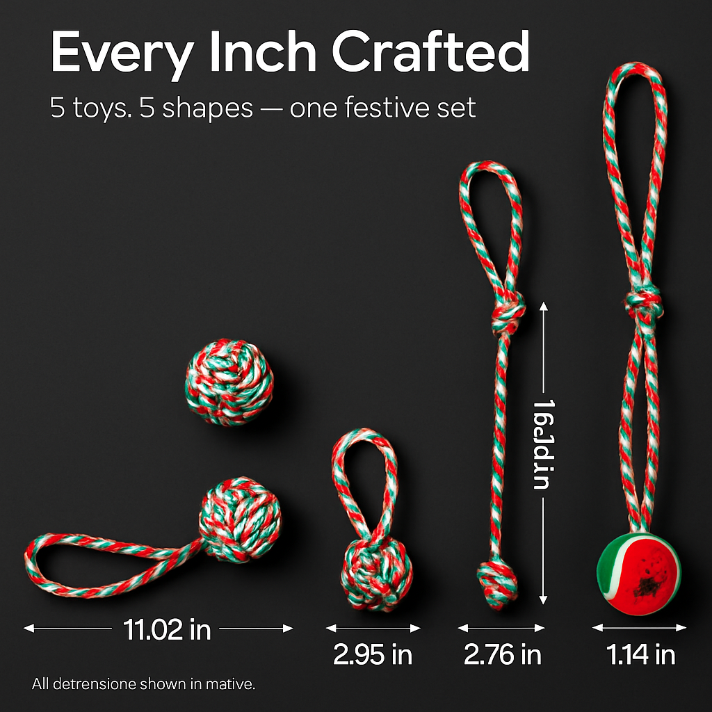 Christmas Dog Rope Chew Toys Set for Puppies and Dogs