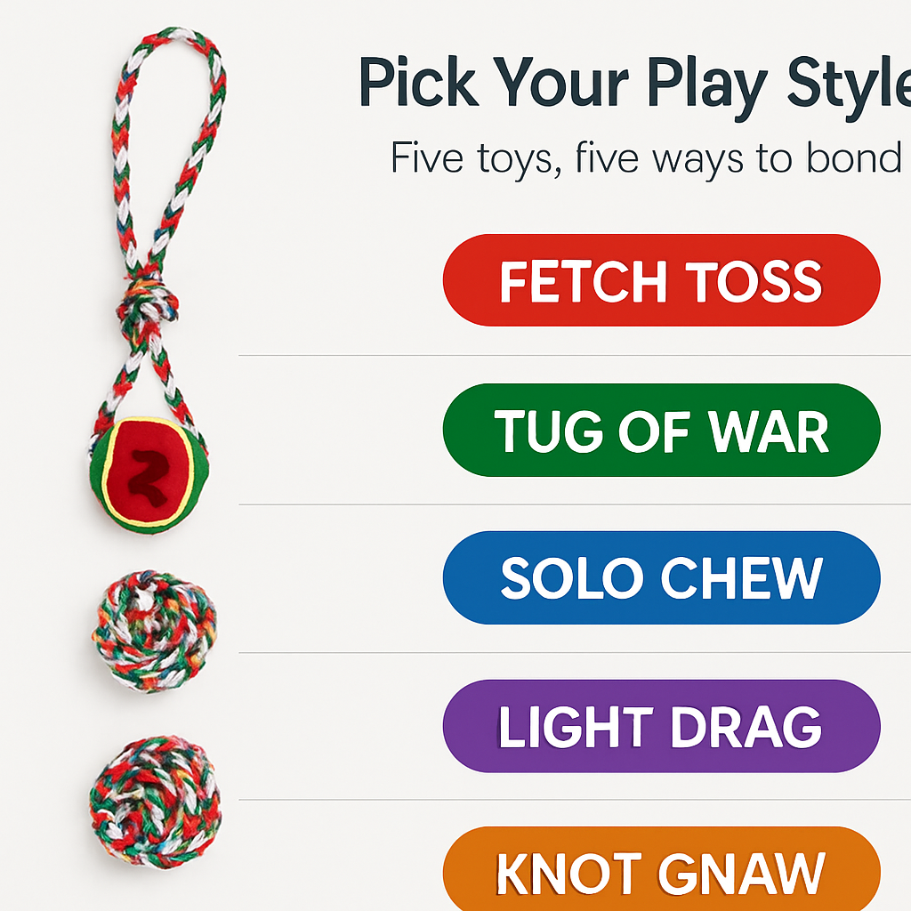 Christmas Dog Rope Chew Toys Set for Puppies and Dogs