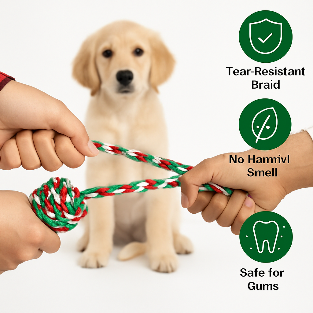 Christmas Dog Rope Chew Toys Set for Puppies and Dogs