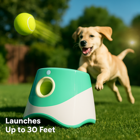 Automatic Dog Ball Launcher Interactive Fetch Unit 6 Balls - Detail Angle 2 | Majestic Pet Kingdom