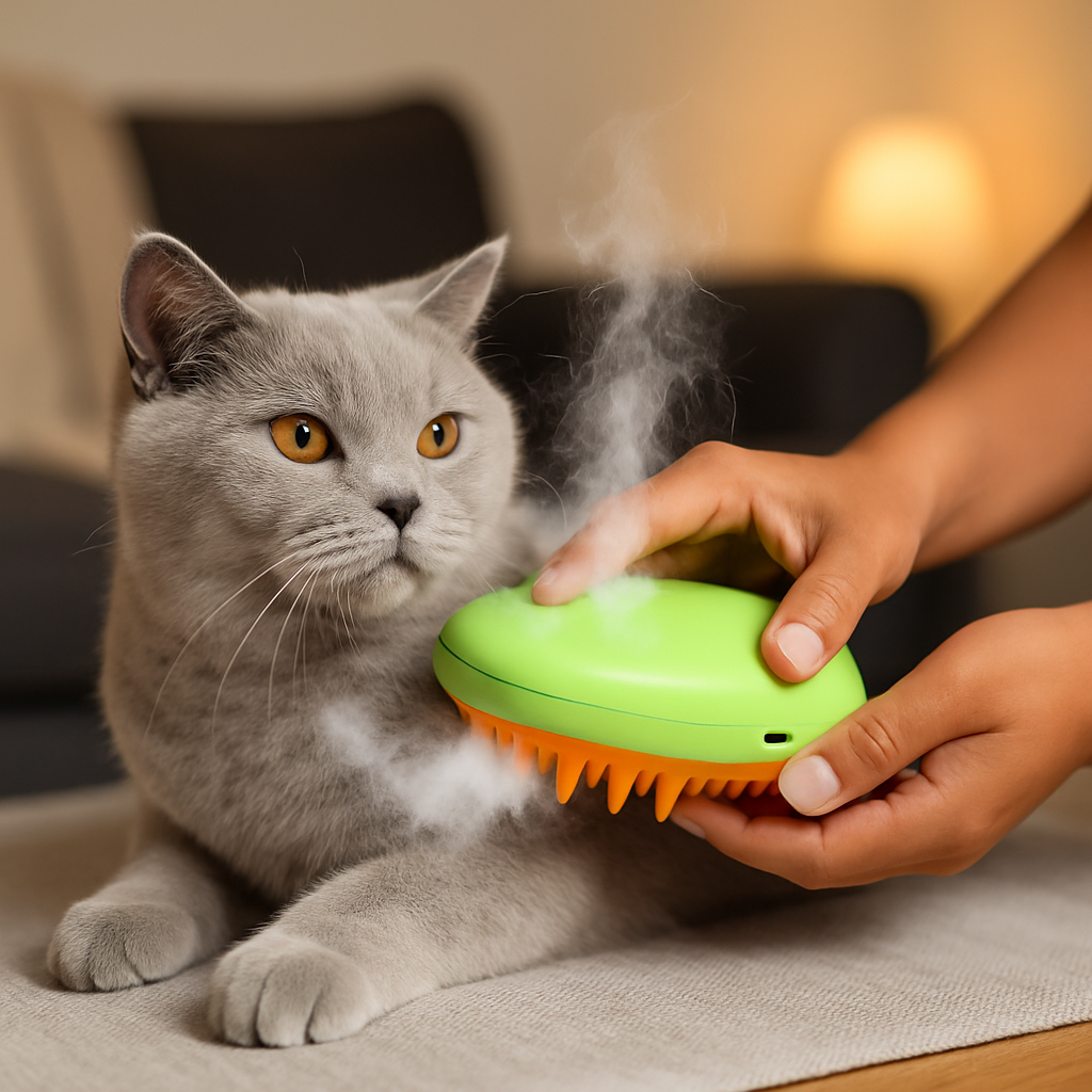 Cat Grooming Steam Brush for Pets – 3-in-1 Massager