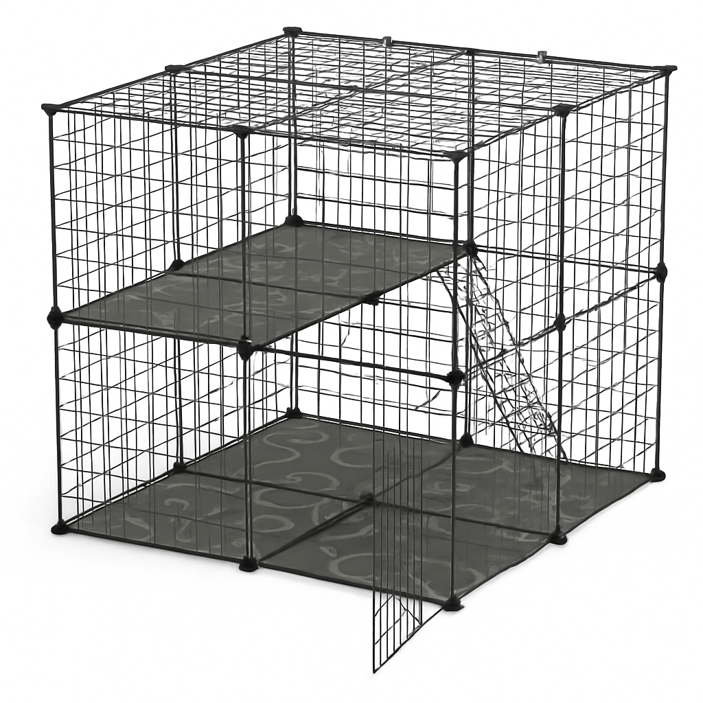 2-Tier Cat Cage Playpen with Ladder for Small Pets