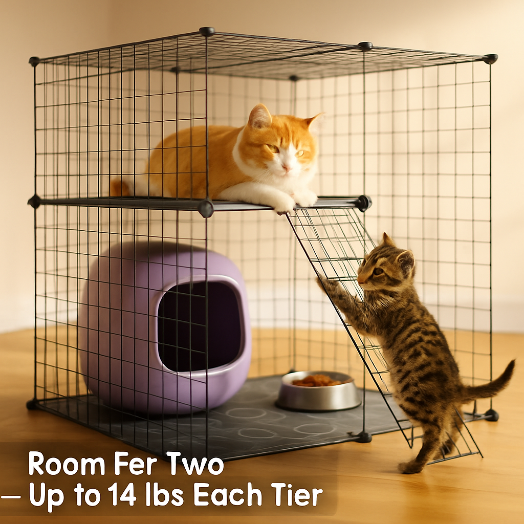 2-Tier Cat Cage Playpen with Ladder for Small Pets