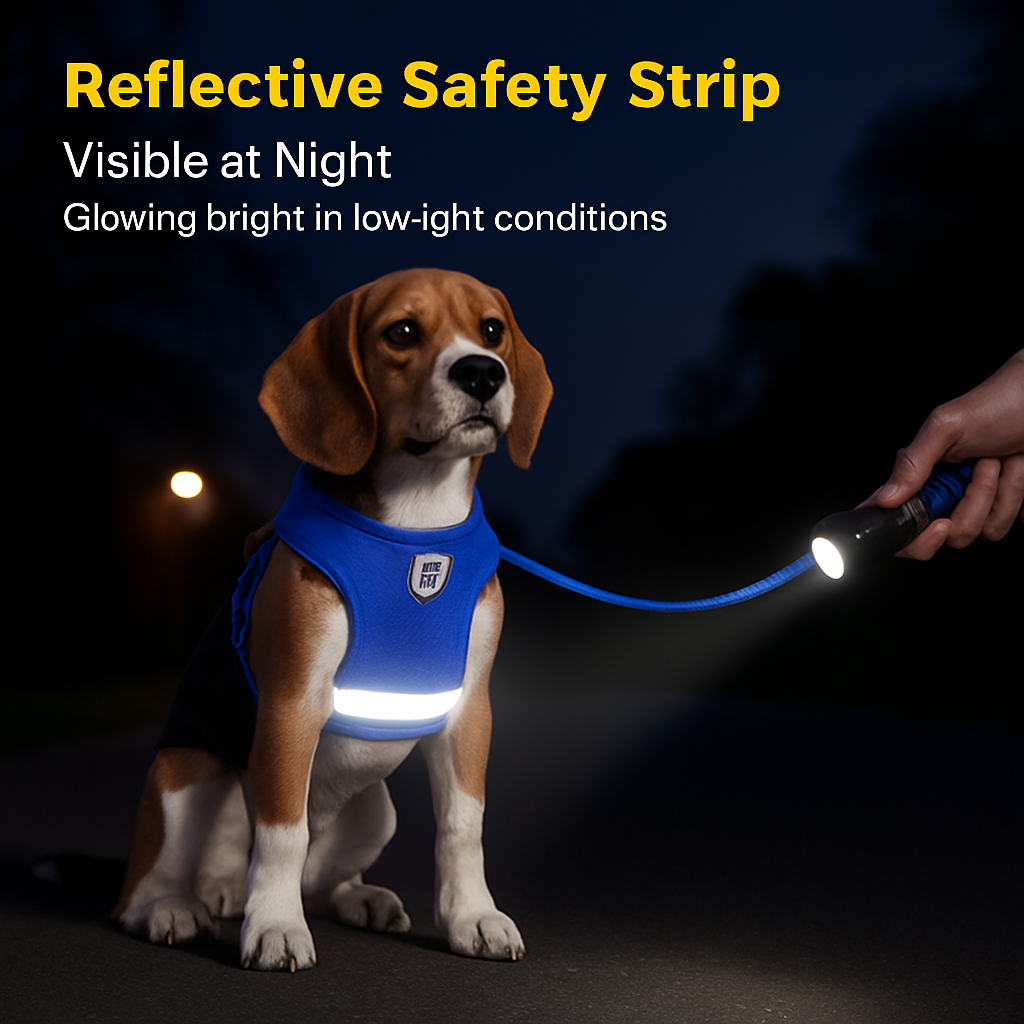 Pet Mesh Harness and Leash Set with Reflective Chest Strap