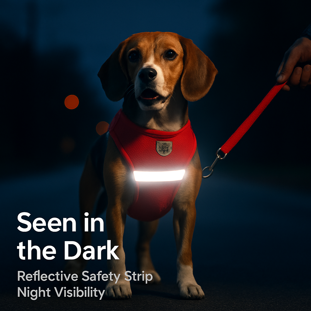 Pet Mesh Harness and Leash Set with Reflective Chest Strap
