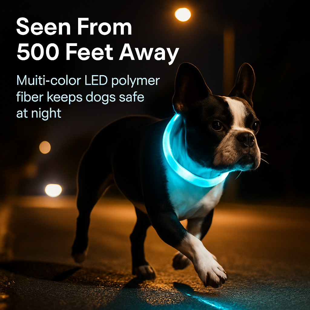 USB Rechargeable LED Dog Collar – Multi-Color Lighting