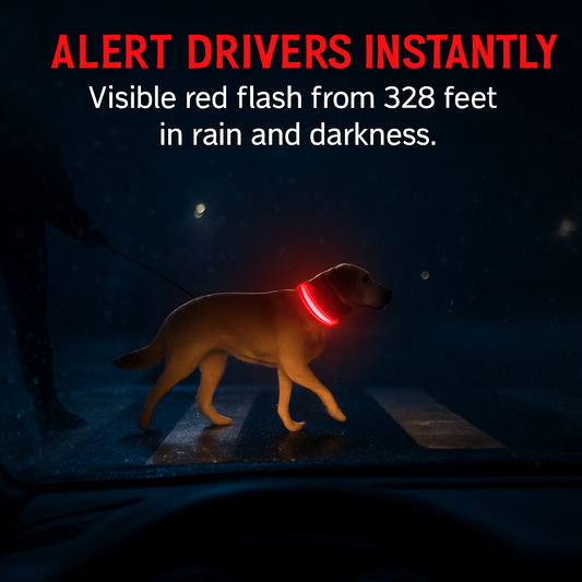 Dog Collar LED Safety Light-Up Glowing Band for Night Walks - Detail Angle 2 | Majestic Pet Kingdom