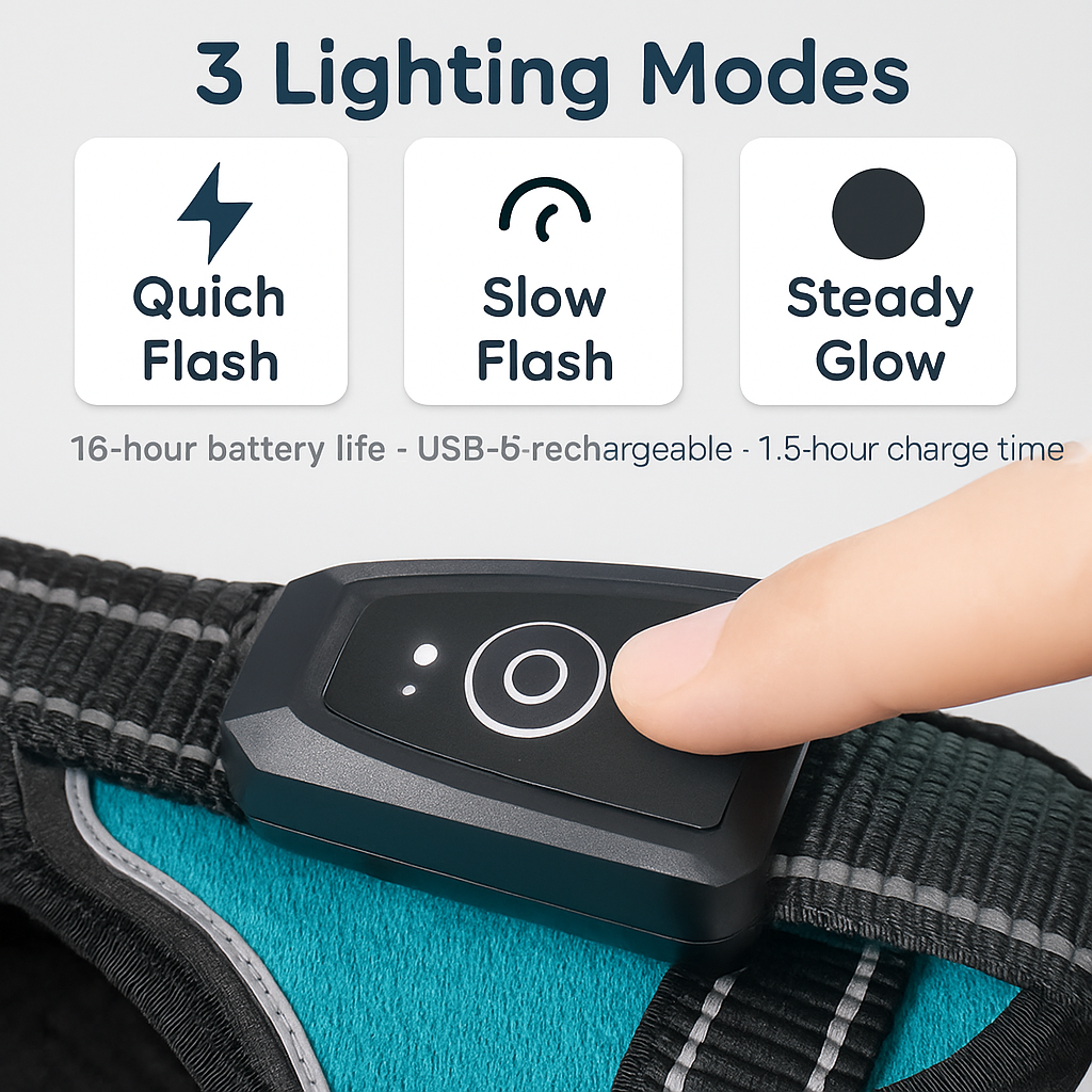 Light Up Dog Harness with Rechargeable LED Lights and Handle