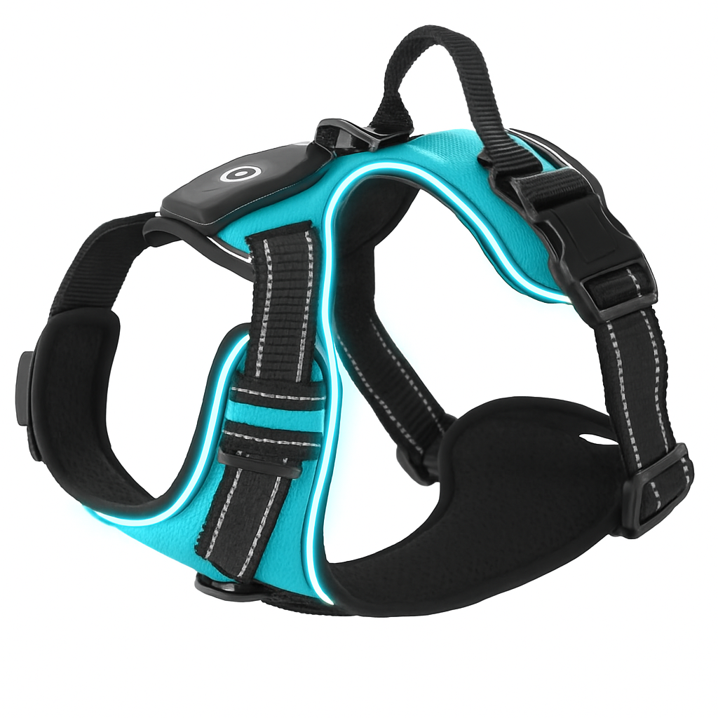 Light Up Dog Harness with Rechargeable LED Lights and Handle