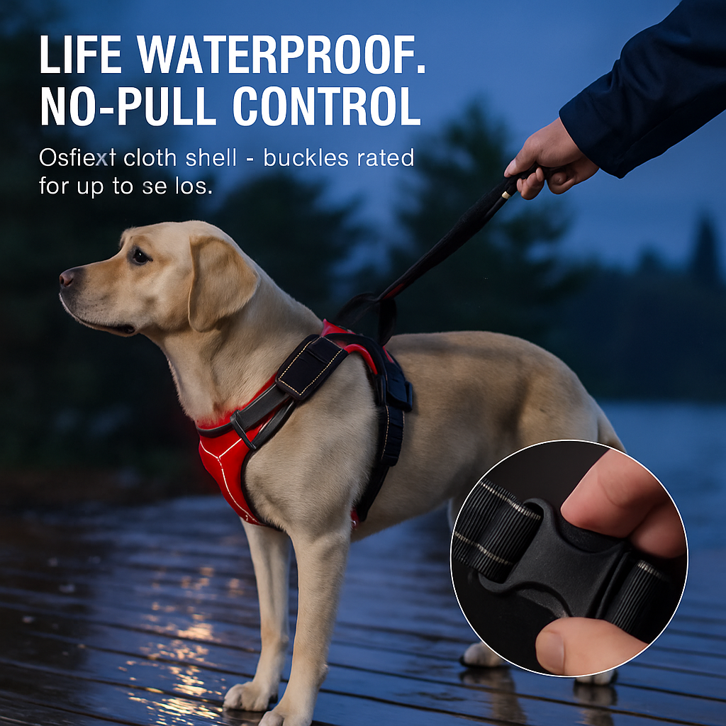 Light Up Dog Harness with Rechargeable LED Lights and Handle