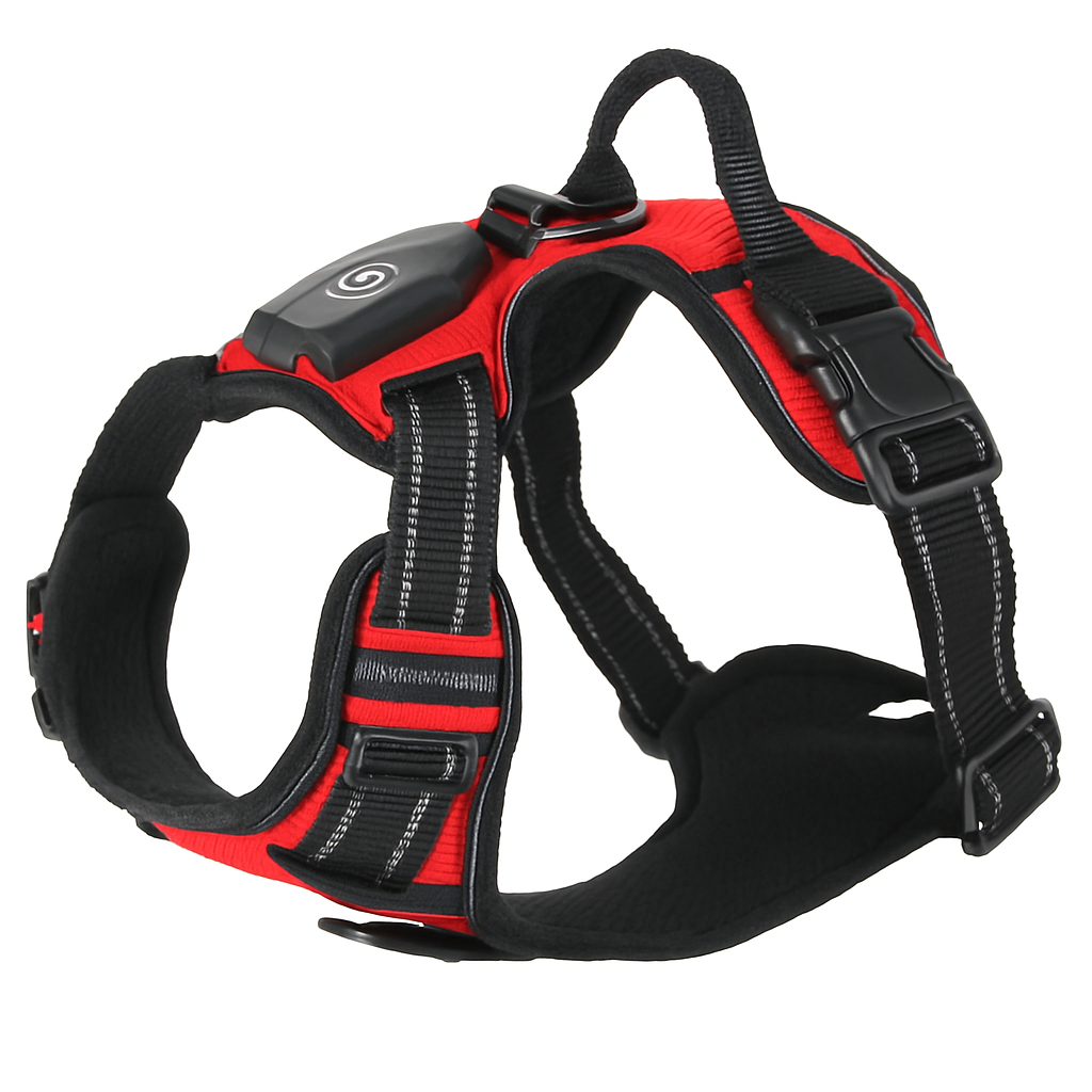 Light Up Dog Harness with Rechargeable LED Lights and Handle