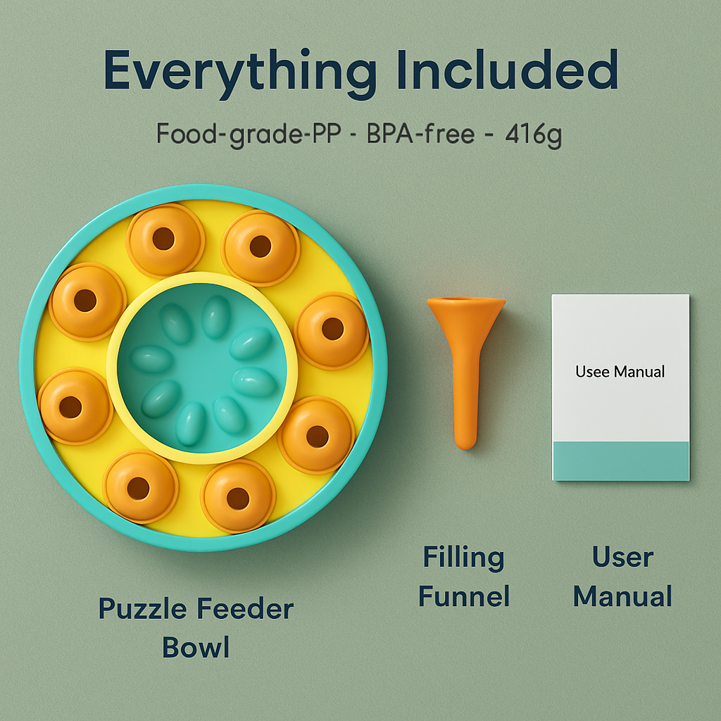 Dog Puzzle Food Feeder Slow Feeding Bowl Interactive Toy Dog Treat Dispensing Toy for IQ Training Mental Enrichment For Small Medium Large Dog Cat