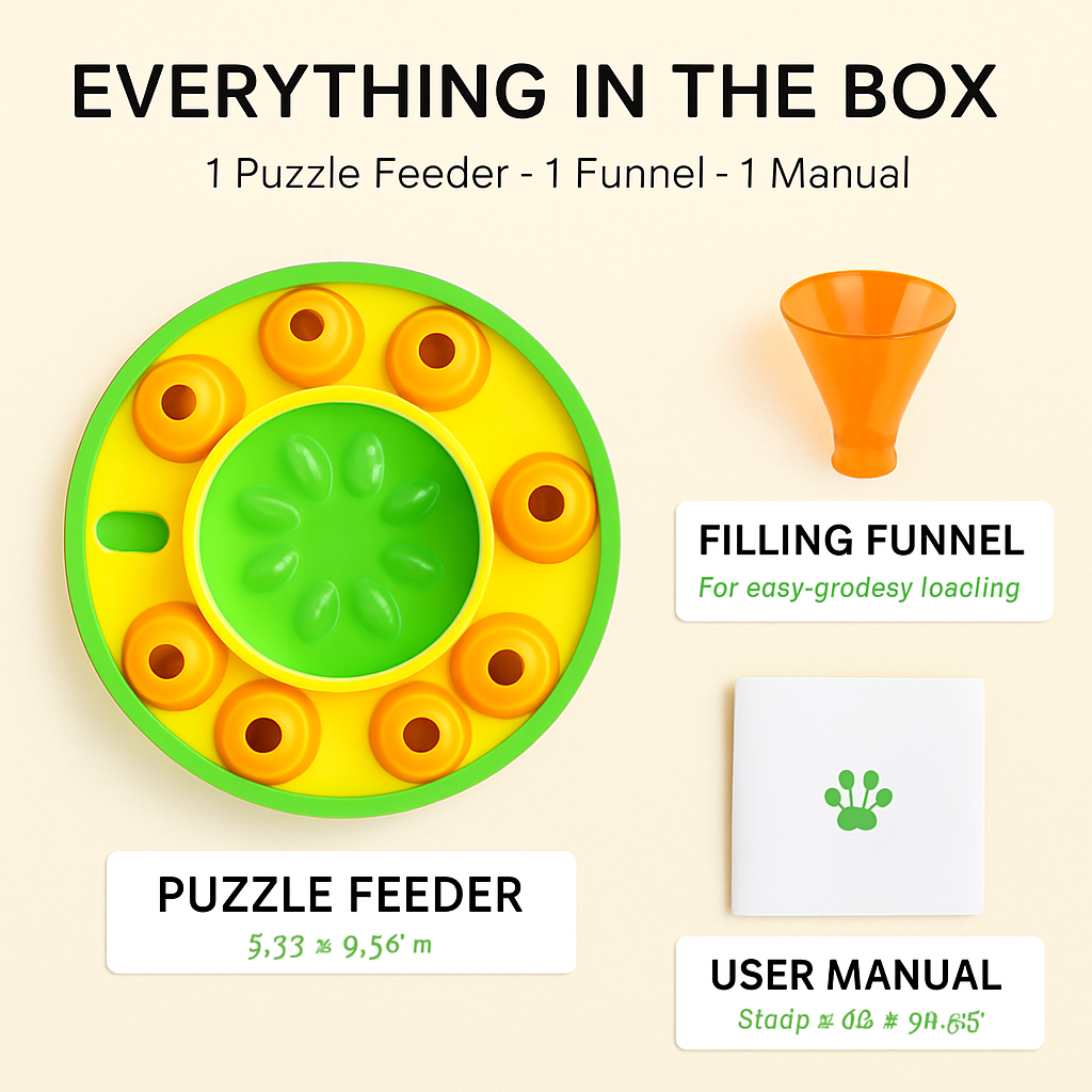 Dog Puzzle Food Feeder Slow Feeding Bowl Interactive Toy Dog Treat Dispensing Toy for IQ Training Mental Enrichment For Small Medium Large Dog Cat