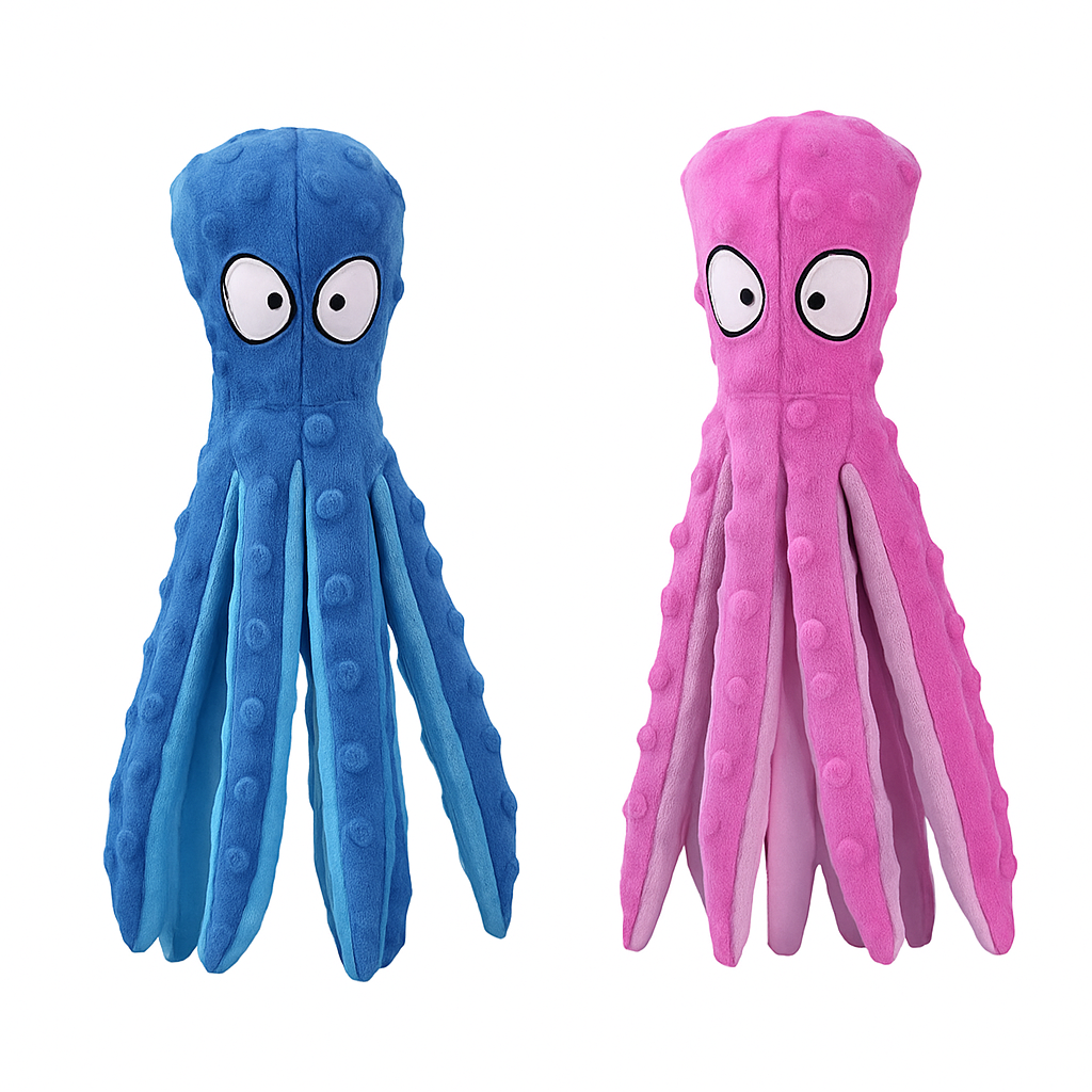 Squeaky Plush Octopus Dog Toy - No-Stuffing Chew Toy - Majestic Pet Kingdom