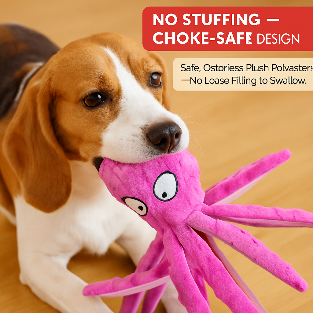 Squeaky Plush Octopus Dog Toy - No-Stuffing Chew Toy - Majestic Pet Kingdom