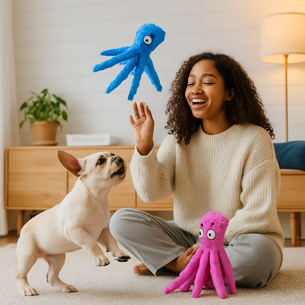 Squeaky Plush Octopus Dog Toy - No-Stuffing Chew Toy - Majestic Pet Kingdom