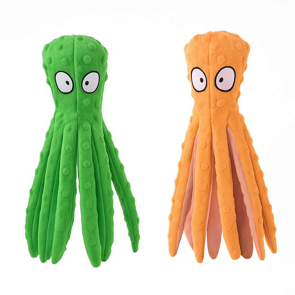Squeaky Plush Octopus Dog Toy - No-Stuffing Chew Toy - Majestic Pet Kingdom