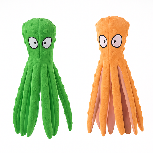 Squeaky Plush Octopus Dog Toy - No-Stuffing Chew Toy - Majestic Pet Kingdom