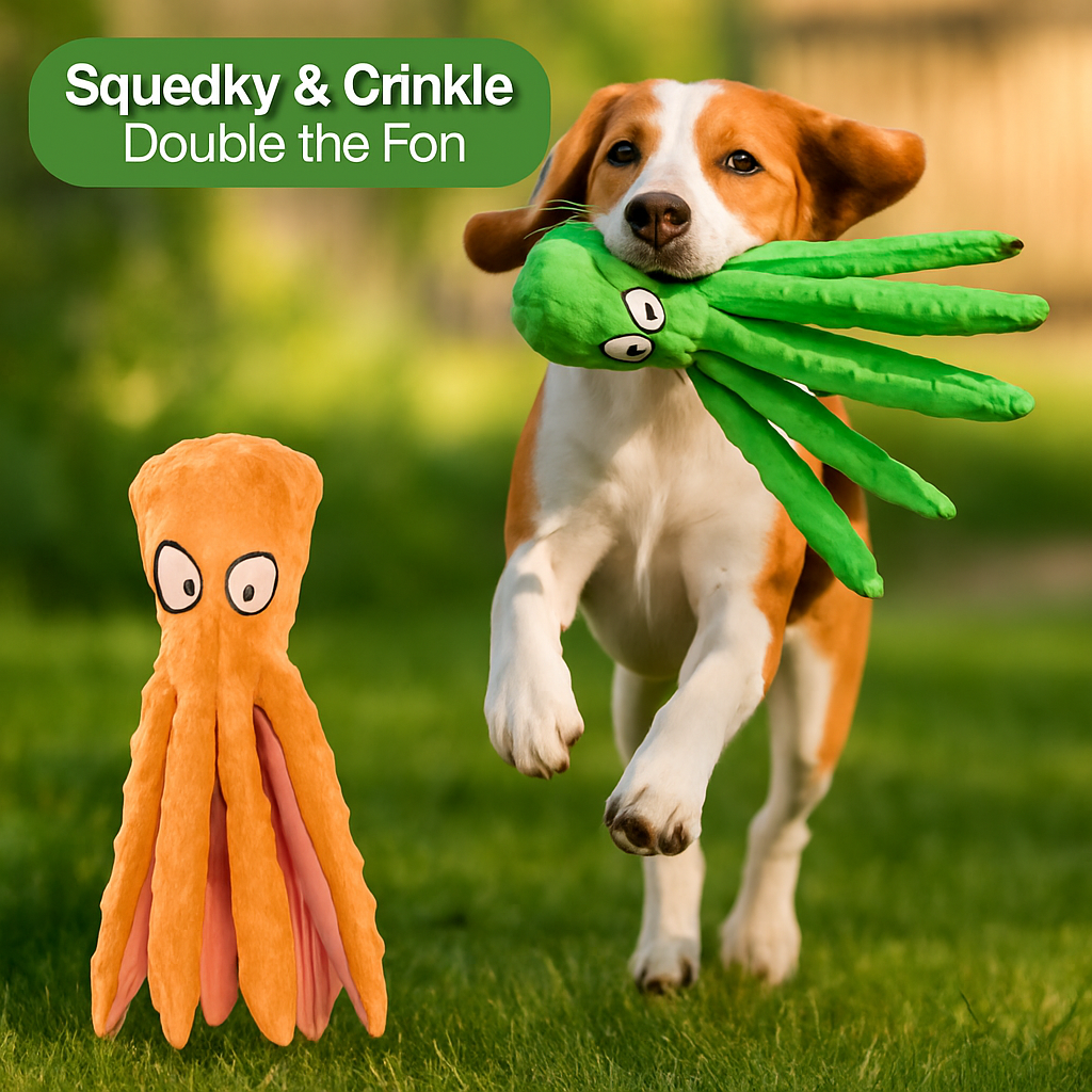 Squeaky Plush Octopus Dog Toy - No-Stuffing Chew Toy - Majestic Pet Kingdom
