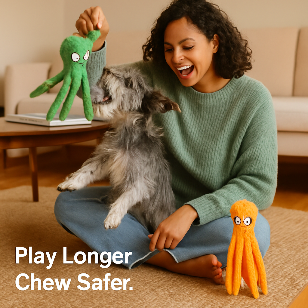 Squeaky Plush Octopus Dog Toy - No-Stuffing Chew Toy - Majestic Pet Kingdom