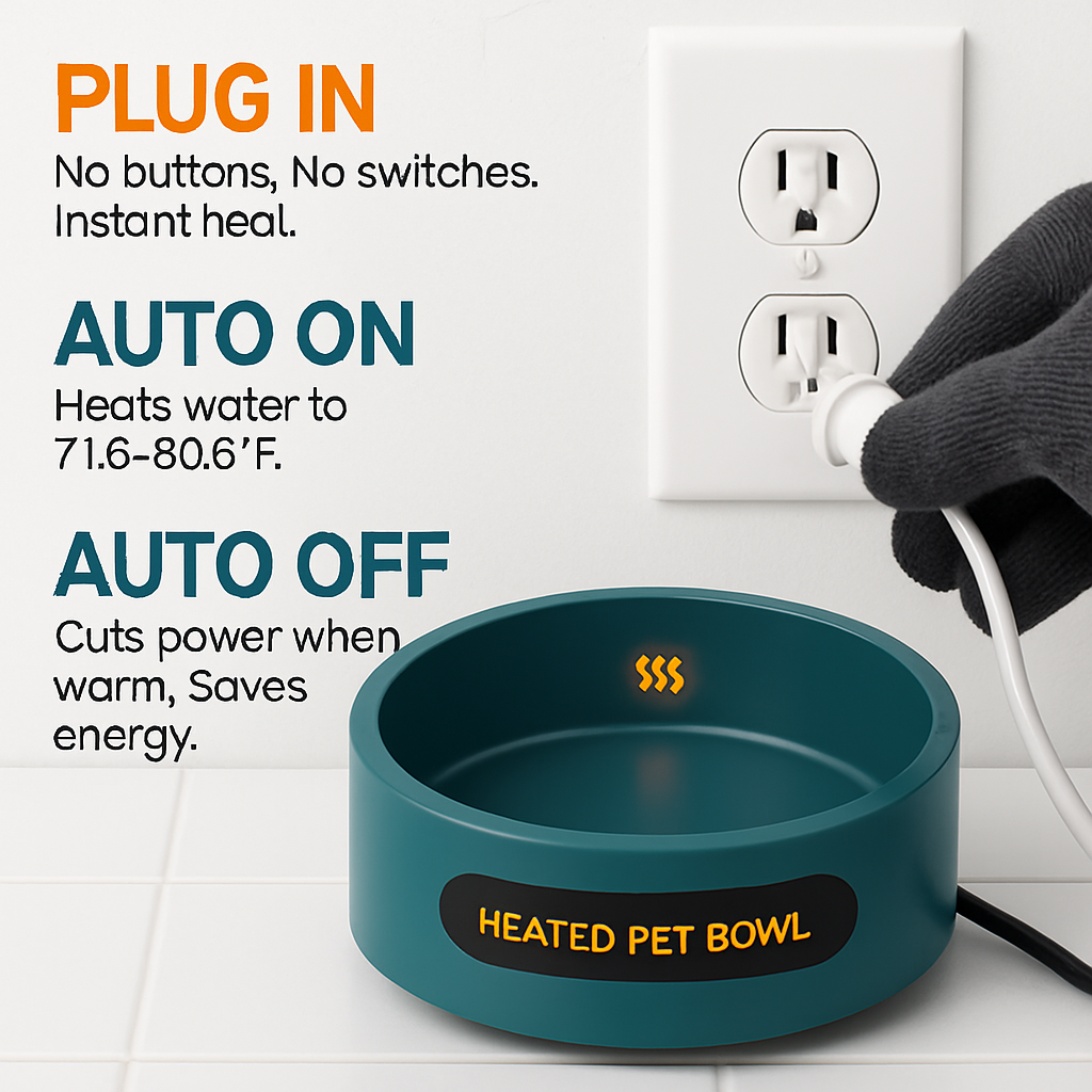 Heated Water Bowl for Dog Cat - Keeps Water Warm Indoors - Majestic Pet Kingdom