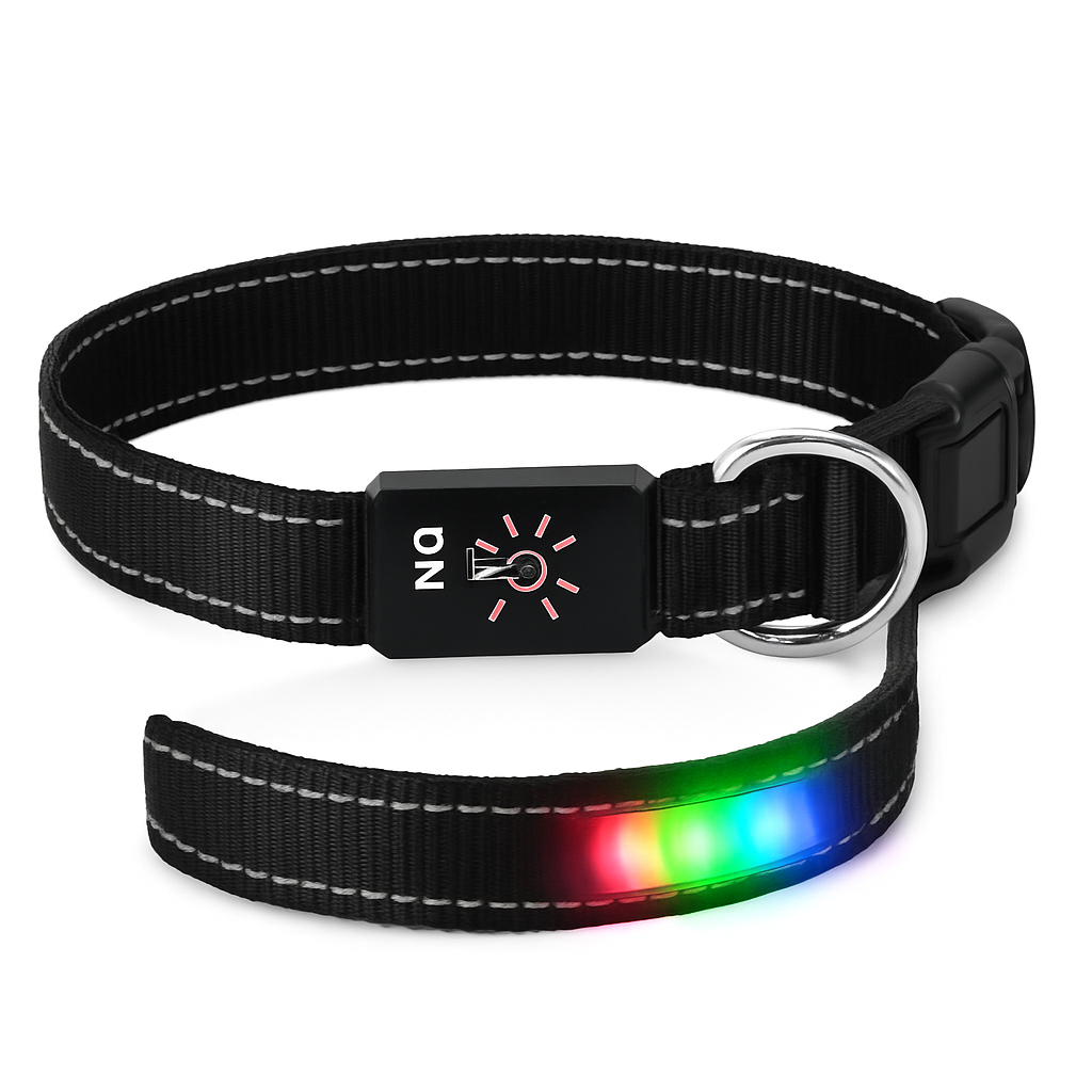 Light Up Dog Collar with LED Night Safety Colors