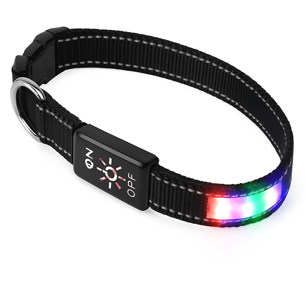 Light Up Dog Collar with LED Night Safety Colors