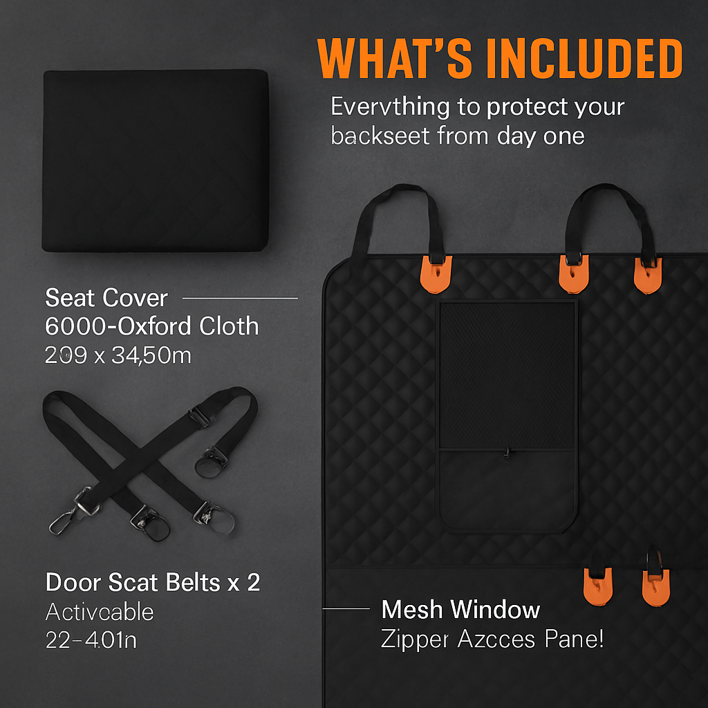 Dog Car Back Seat Cover with Zipper Mesh Window