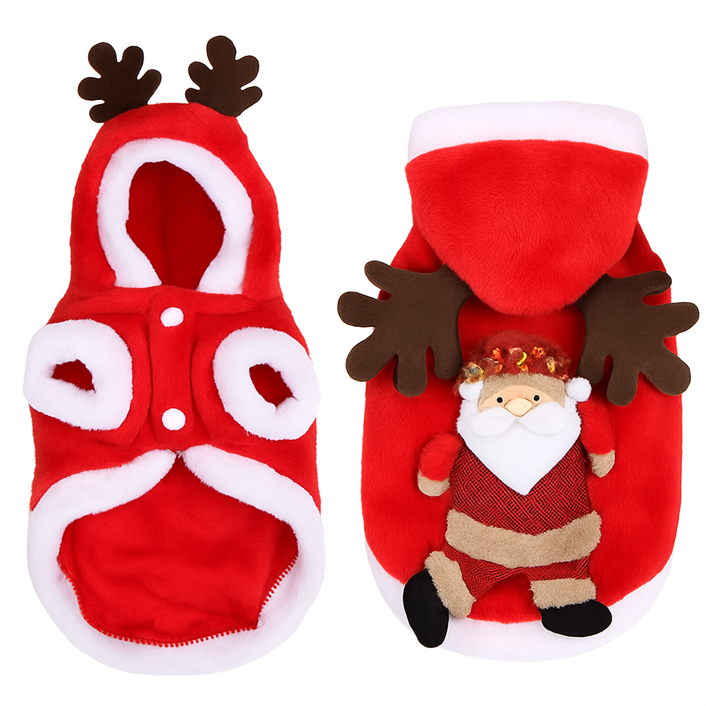 Pet Christmas Santa Claus Reindeer Antlers Costume