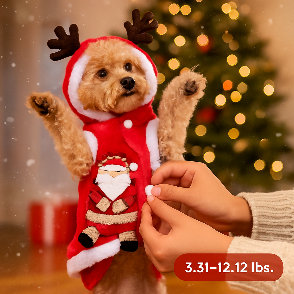Pet Christmas Santa Claus Reindeer Antlers Costume