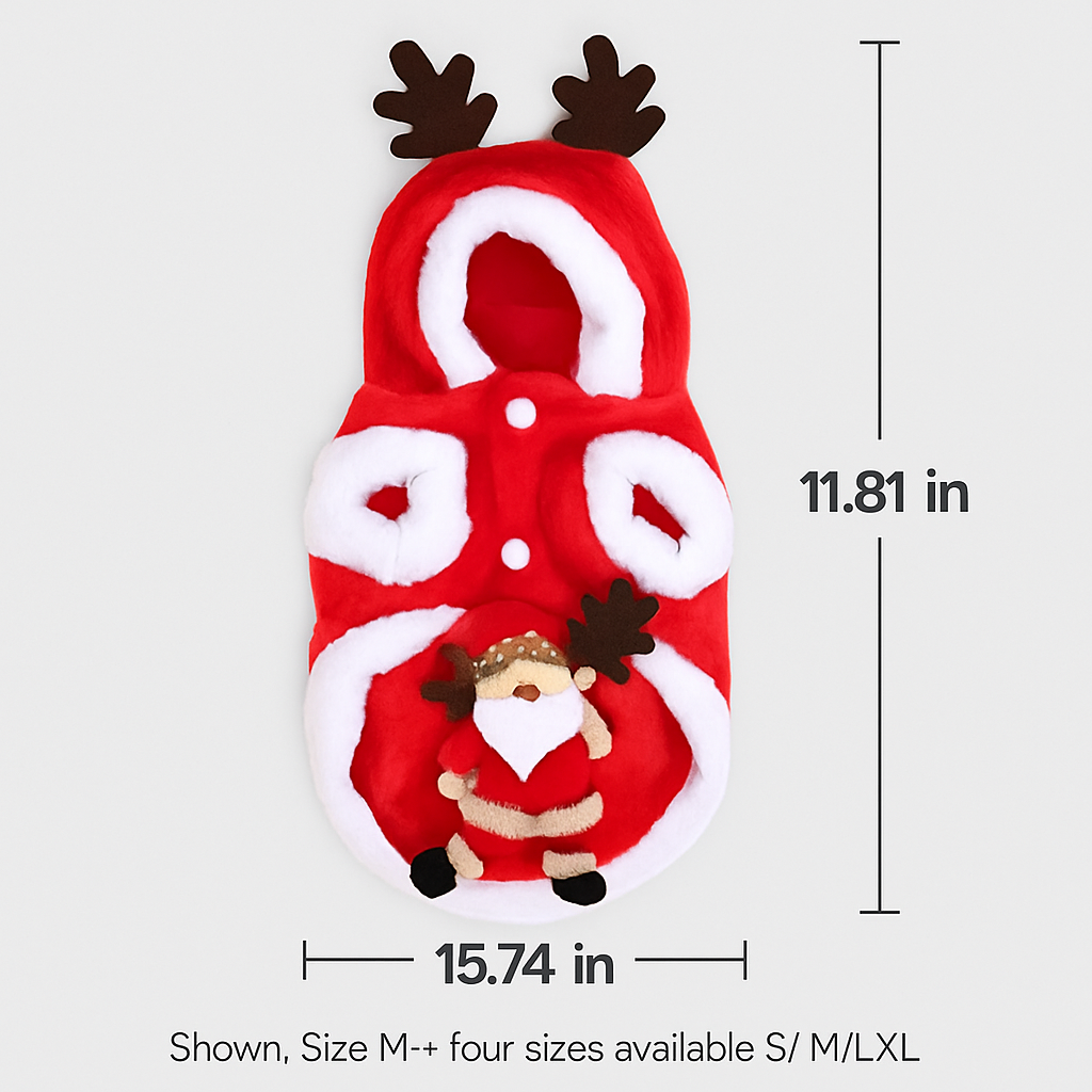 Pet Christmas Santa Claus Reindeer Antlers Costume