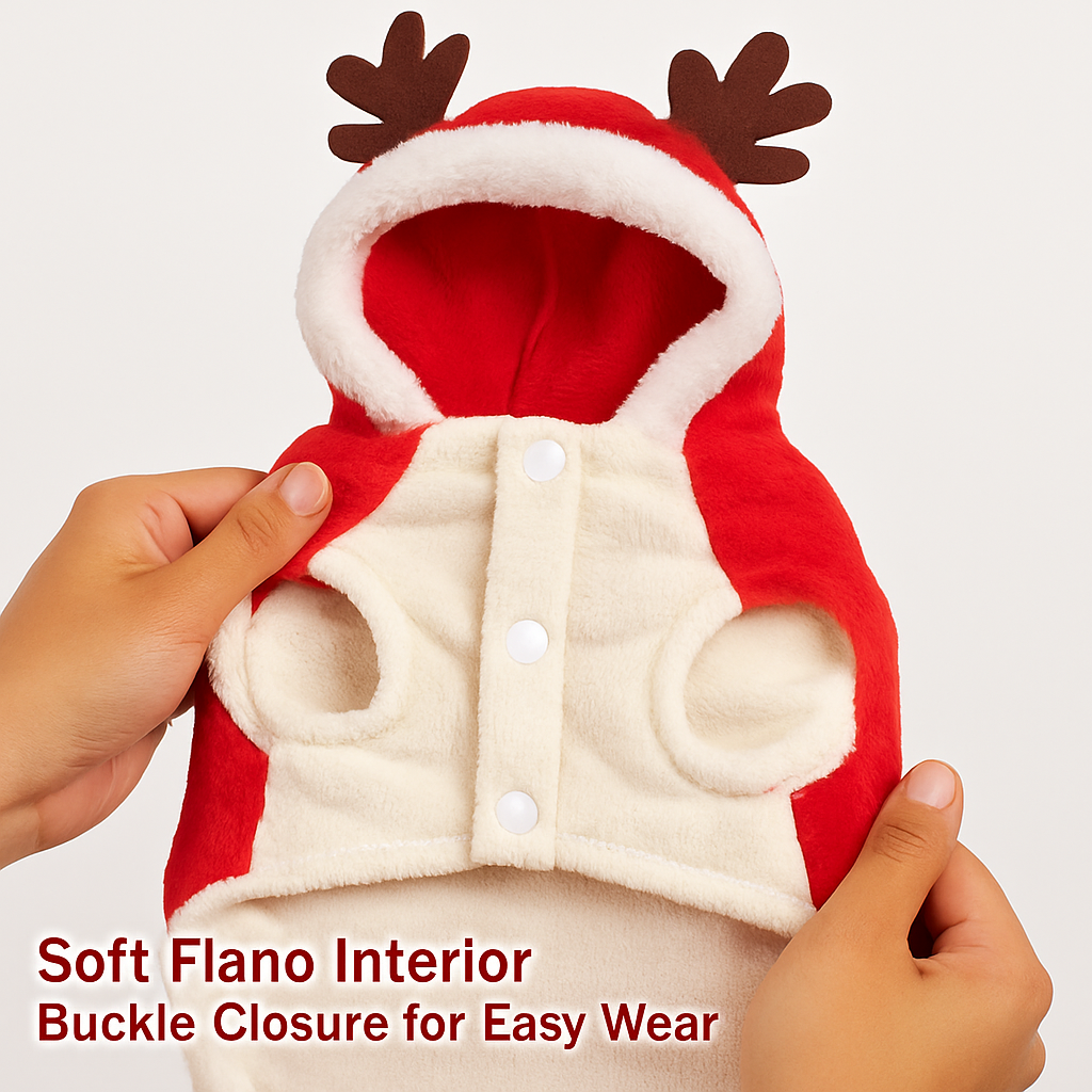 Pet Christmas Santa Claus Reindeer Antlers Costume