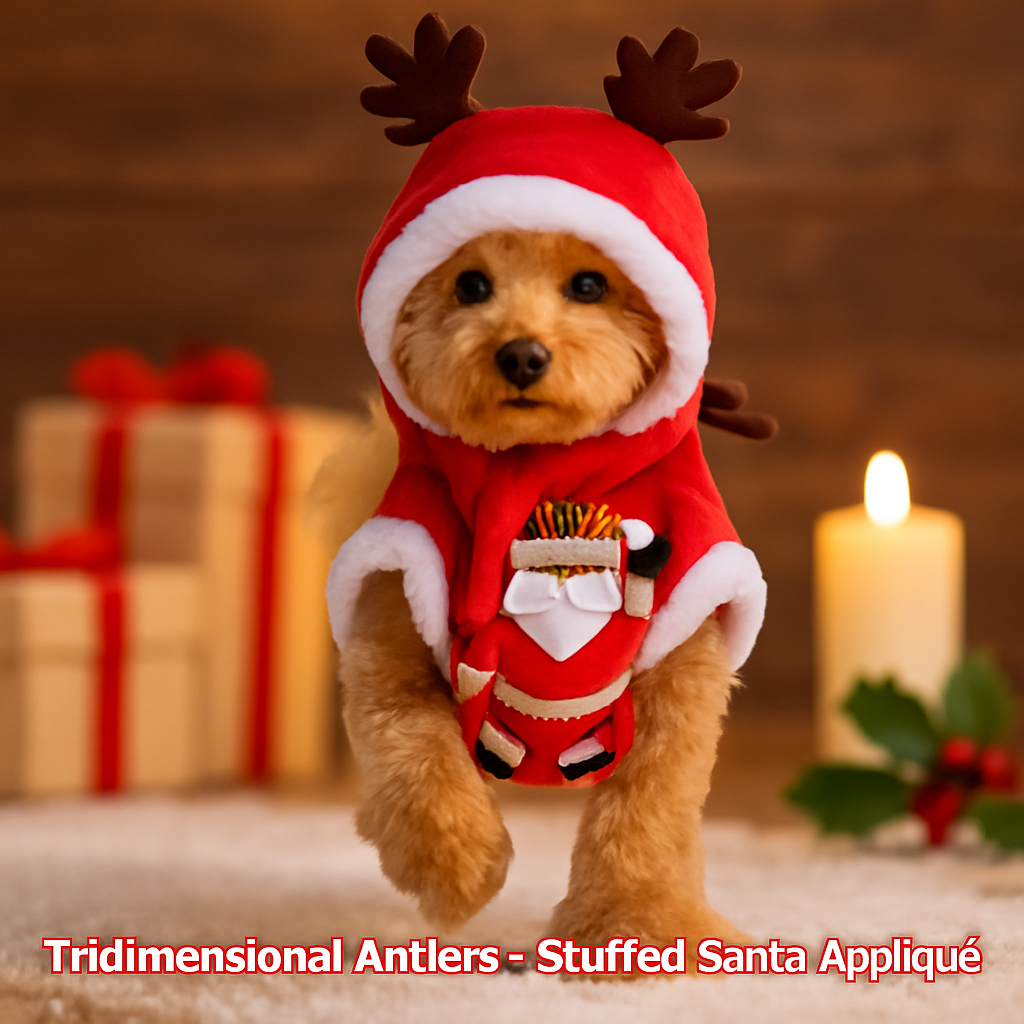 Pet Christmas Santa Claus Reindeer Antlers Costume