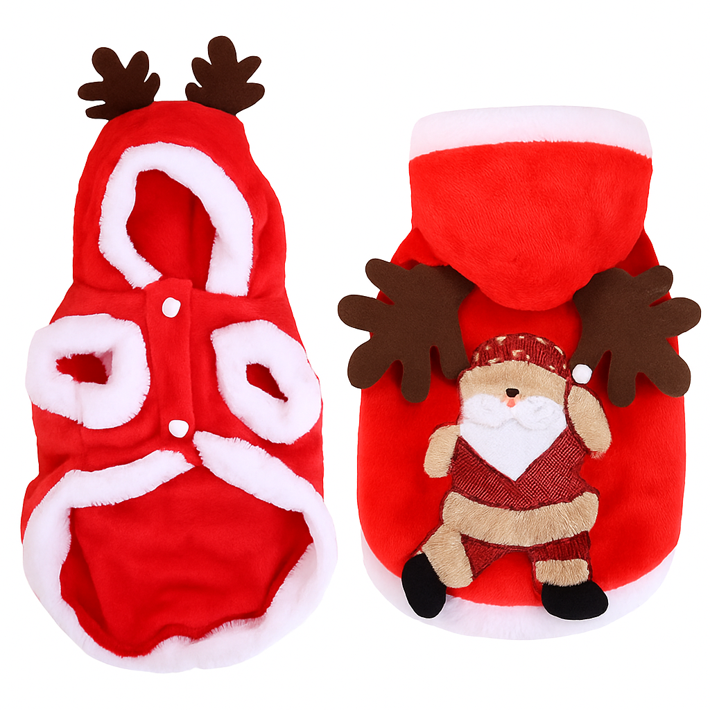 Pet Christmas Santa Claus Reindeer Antlers Costume