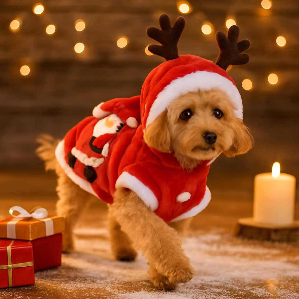 Pet Christmas Santa Claus Reindeer Antlers Costume