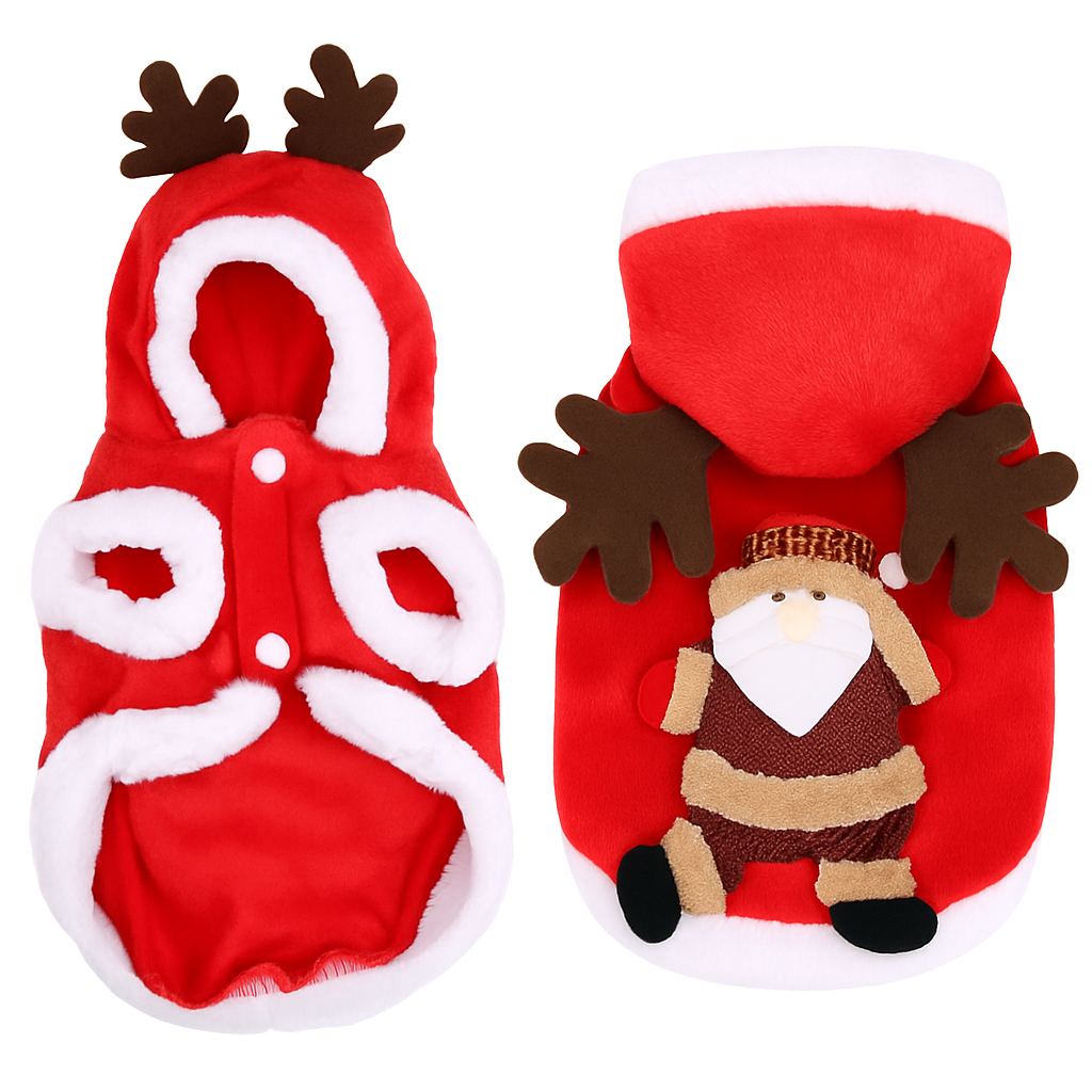 Pet Christmas Santa Claus Reindeer Antlers Costume