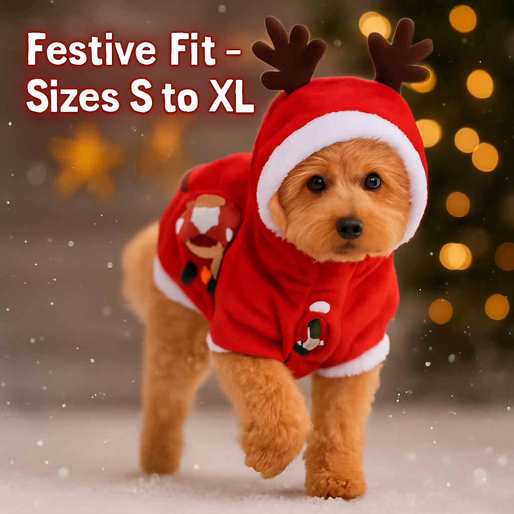 Pet Christmas Santa Claus Reindeer Antlers Costume