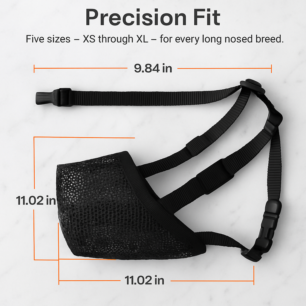 Pet Muzzle Mask: Soft Mesh, Adjustable Straps