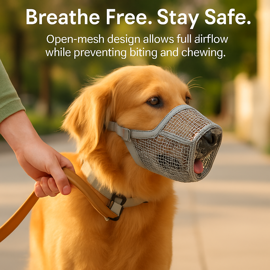 Pet Muzzle Mask: Soft Mesh, Adjustable Straps