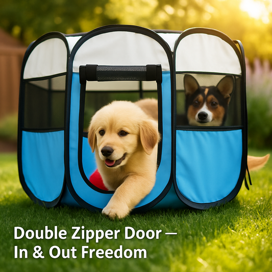 Pet Playpen Foldable Pop-Up Portable Exercise Tent Kennel - Detail Angle 2 | Majestic Pet Kingdom