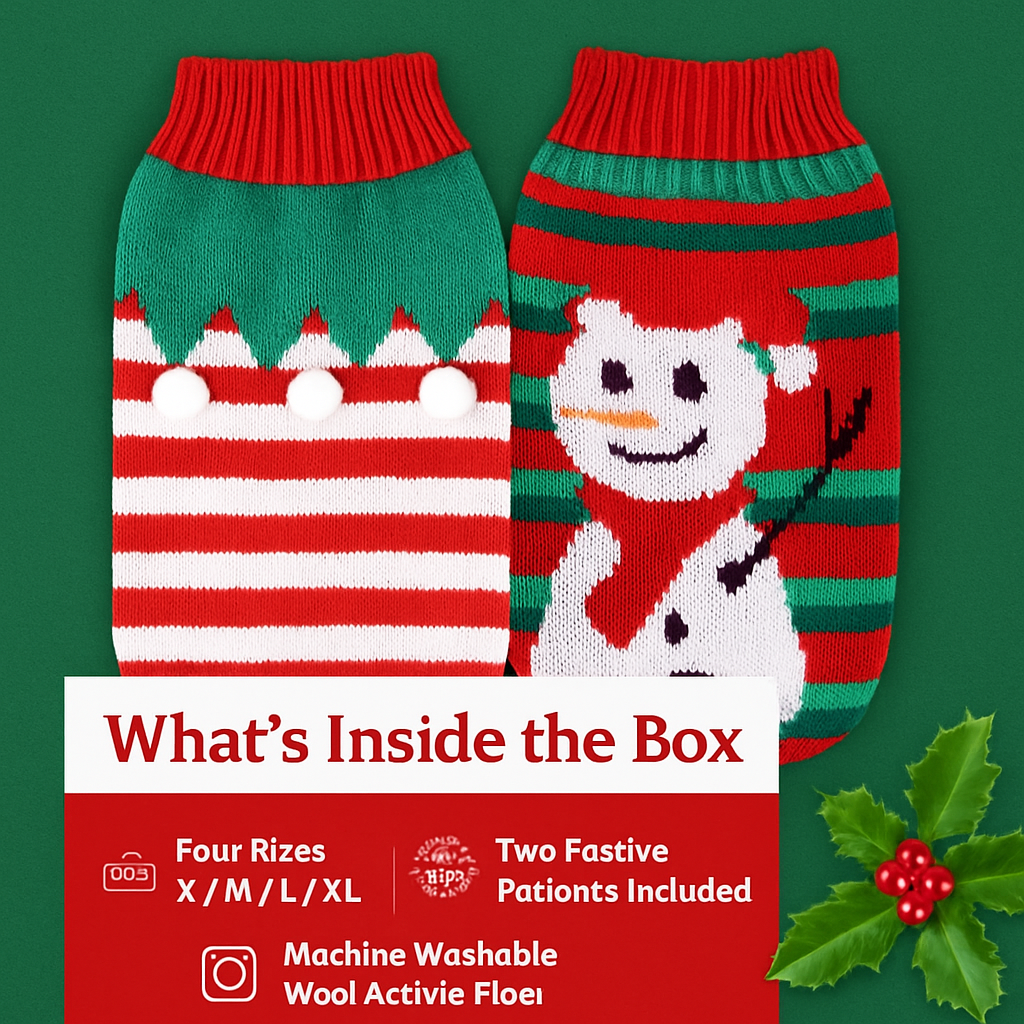 Pet Christmas Sweater Snowman pattern - Size L
