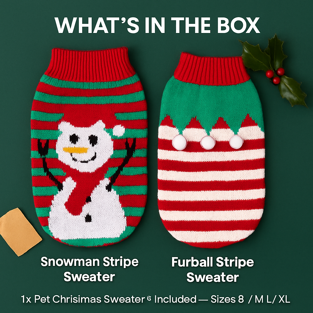 Pet Christmas Sweater Snowman pattern - Size L